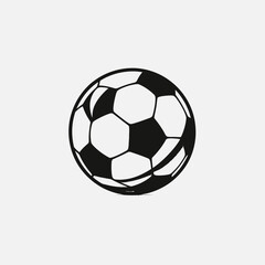 Fototapeta premium Simple black and white soccer ball illustration sports equipment vector silhouette