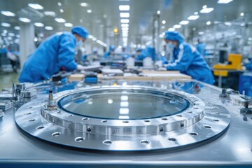 Naklejka premium Industrial clean room with machinery