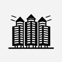 Obraz premium Minimalist apartment buildings rise in graphical architectural vector illustration silhouette