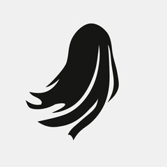 Elegant curved hairstyle in black, modern fashion graphic design vector silhouette