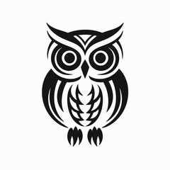 Obraz premium Majestic stylized owl in detailed black vector graphic art silhouette