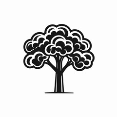 Elegant rounded tree with branches creating a simple nature vector silhouette