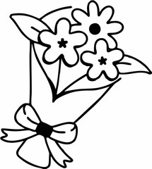 Flower bouquet icon in doodle...