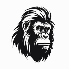 Powerful gorilla with majestic gaze depicted in bold vector style silhouette