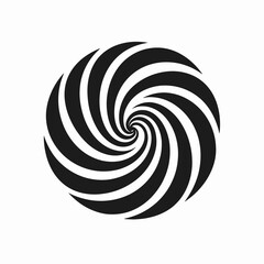 Hypnotic black and white swirling vortex graphic illusion design silhouette