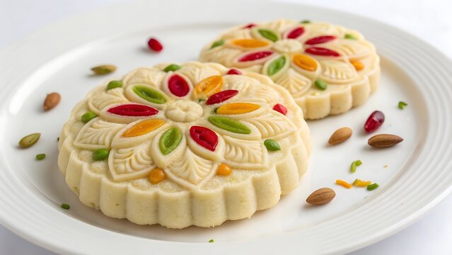 realistic colorful designs of sandesh in Bengali sweet style