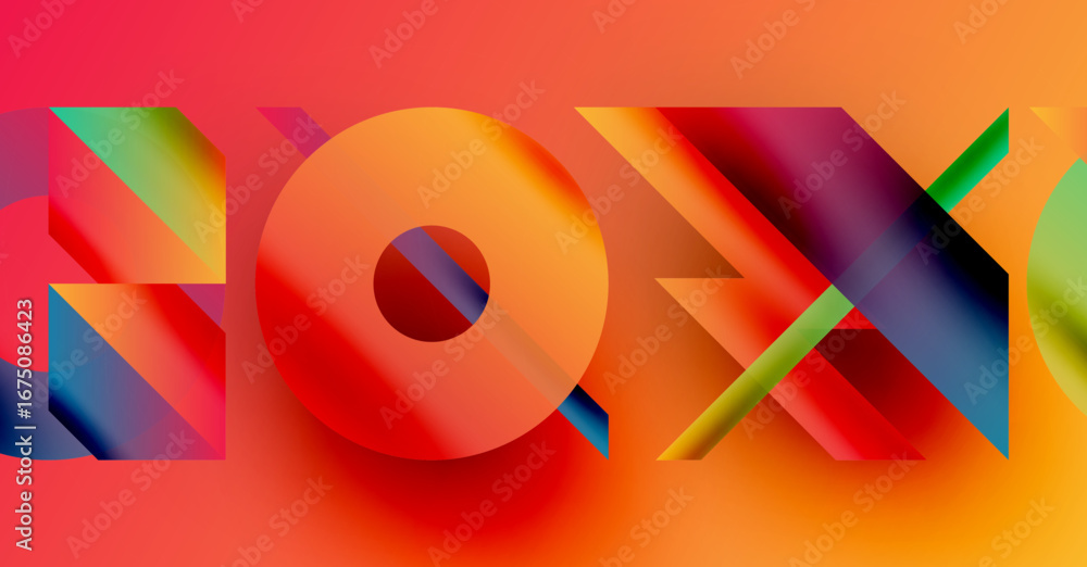 Aufkleber colorful graphic design features overlapping letters forming word box. bright gradients create dynam