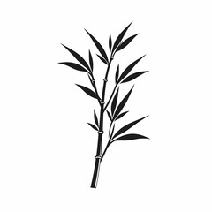 Obraz premium Graceful bamboo stalk with delicate leaves, a minimalist botanical design silhouette
