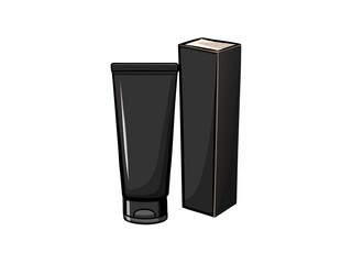 Elegant Black Cosmetic Tube and Box for Cream Lotion or Gel Product