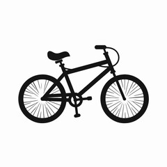 Fototapeta premium Black bicycle with spokes creates a transportation icon silhouette.