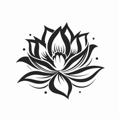 Elegant botanical lotus flower design art illustration with smooth lines silhouette
