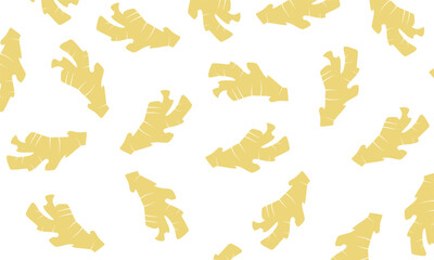 A seamless pattern ginger roots. Perfect for food packaging, herbal product branding, fabric prints, and kitchen wallpaper