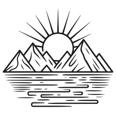 Sunset over Mountain Landscape with Reflection