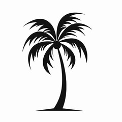 Obraz premium Exotic palm tree against a white background artistic vector silhouette
