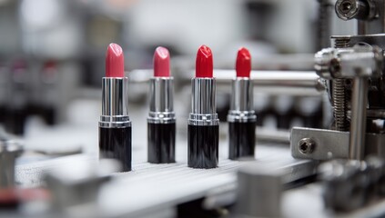 Lipsticks on conveyor belt