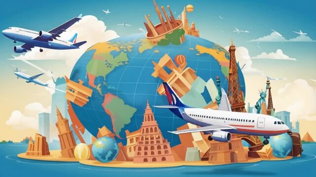travel background with airplane