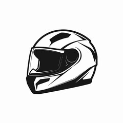 Fototapeta premium Dramatic motorcycle helmet in detailed vector design creates a striking silhouette
