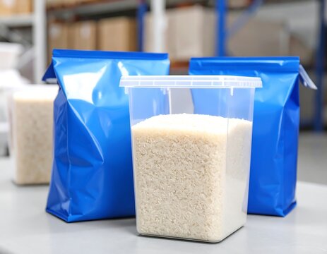 Rice Packaging and Storage in Warehouse