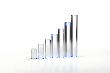 An abstract representation of growth, illustrated by rising bar graphs in a clean, minimalist style. Evoking concepts of financial gain, business expansion. isolated on a white background