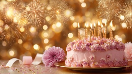 Festive Pink Birthday Cake