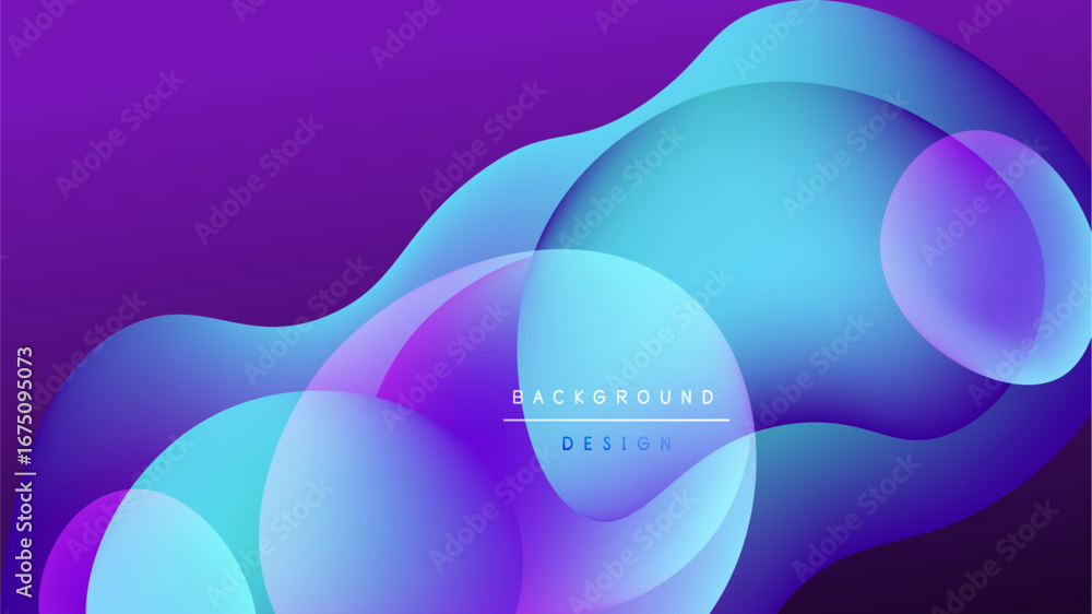 Poster abstract fluid shapes, vibrant blues, purples over black background. modern design element, smooth g