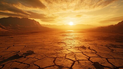 Obraz premium Desert landscape with dry cracked ground