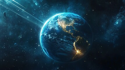 Fototapeta premium High-resolution_cinematic shot of glowing Earth
