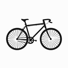 Fototapeta premium Clean transportation bike black and white road cycling equipment vector silhouette