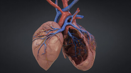 cross-section liver showing circulatory system connections high detail anatomy reference illustration concept scene visual for commercial design use high detail quality stock image illustration concep
