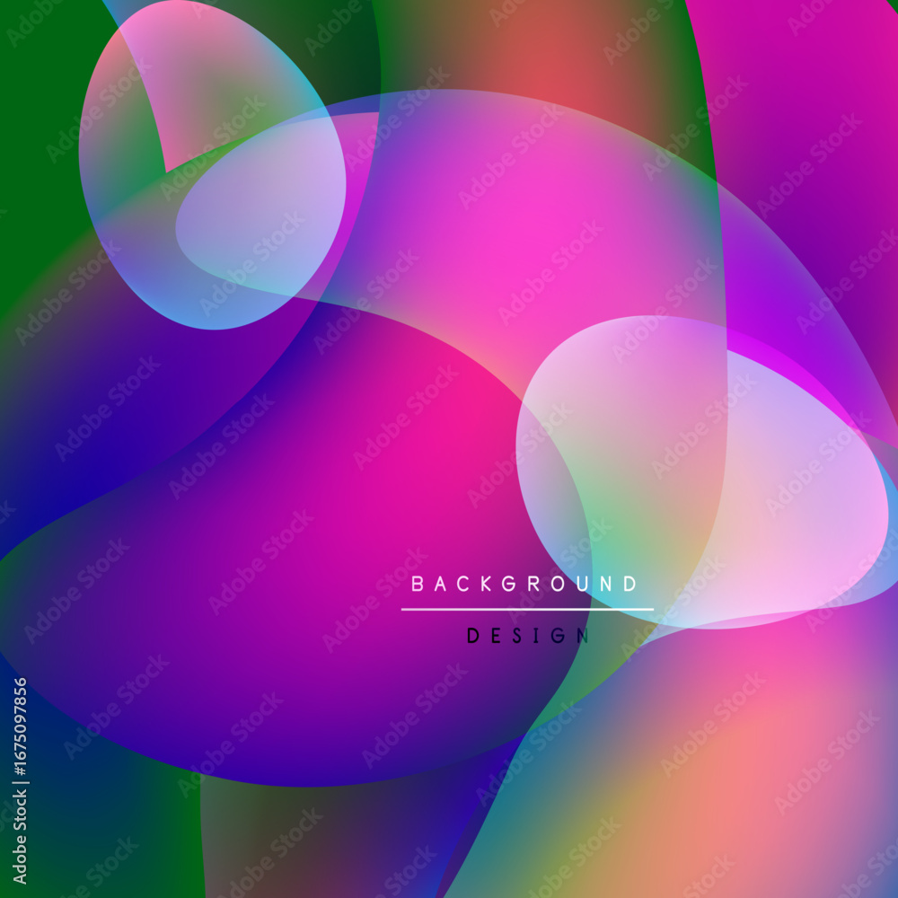 Poster vibrant overlapping circles create abstract colorful background. smooth gradients blend pinks, purpl