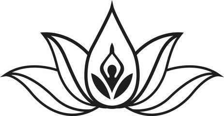 Lotus Flower Meditation Symbol – Calmness, Spirituality, and Mindfulness Emblem Design