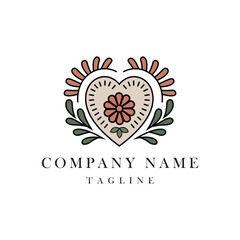 Hand-Drawn Folk Art Heart Logo