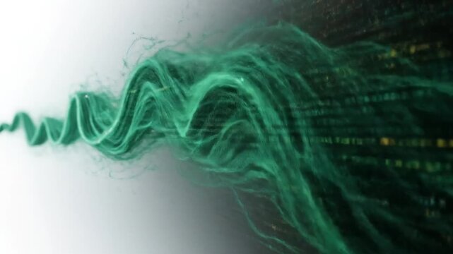 Dynamic green digital wave with binary code background animation loop showcasing technology and