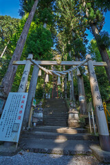 秋の妙義山 中之嶽神社の鳥居と参道　群馬県下仁田町