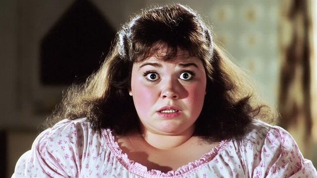 Scared girl still from 80s horror movie