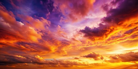 Soaring sky with vibrant orange to purple gradient background