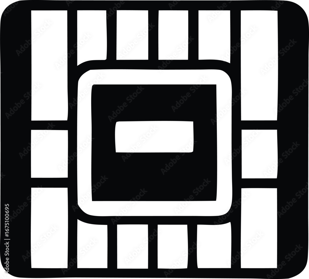 Poster abstract square geometric design with grid pattern and central rectangular element for modern visual
