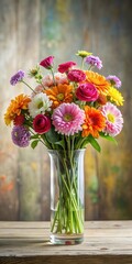 A delicate arrangement of colorful flowers in a vase