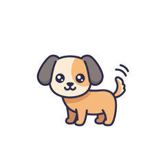Fototapeta premium Adorable kawaii-style puppy with big shiny eyes floppy ears and a happily wagging tail.