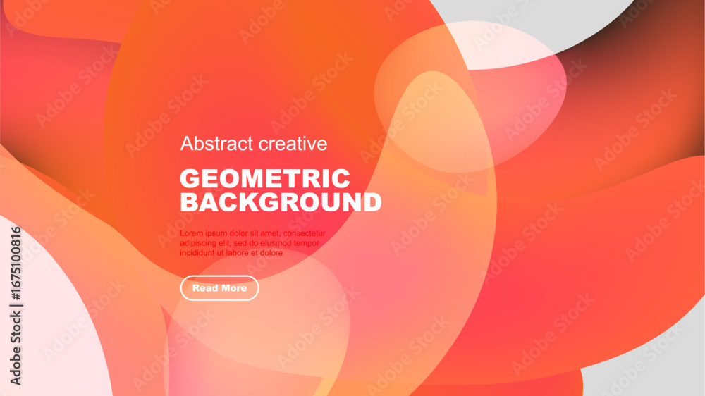 Poster abstract background features vibrant overlapping shapes. orange, pink, red hues create dynamic visua