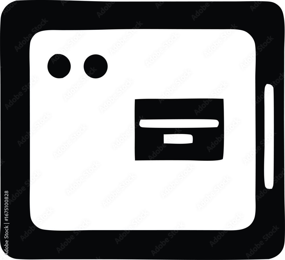 Poster hand-drawn style browser window icon representing web browsing user interface and online navigation 