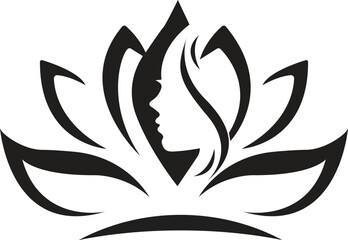 Lotus Flower with Woman Silhouette – Elegant Beauty, Wellness, and Spa Logo Design