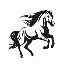 Obraz premium Powerful black horse rearing up on its hind legs in silhouette