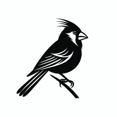 Obraz premium Striking graphic rendering of a cardinal bird standing on branch, pure silhouette