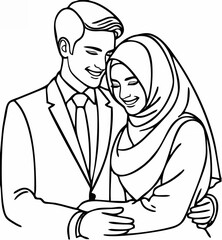 Bride and Groom Line Drawing ...