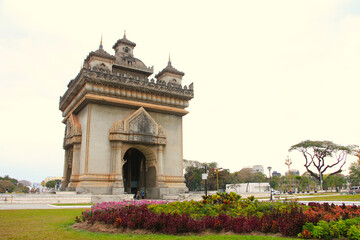 Iconic Patuxai Monument in Vientiane, Laos