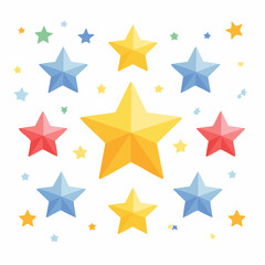 Fototapeta premium Colorful Stars Pattern on White Background