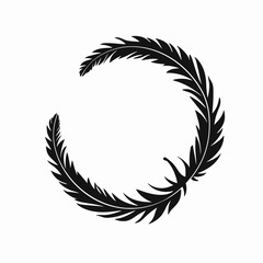 Obraz premium Elegant feather wreath, artistic design, simple black and white shape, silhouette