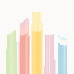 Fototapeta premium Pastel Skyline Cityscape Illustration