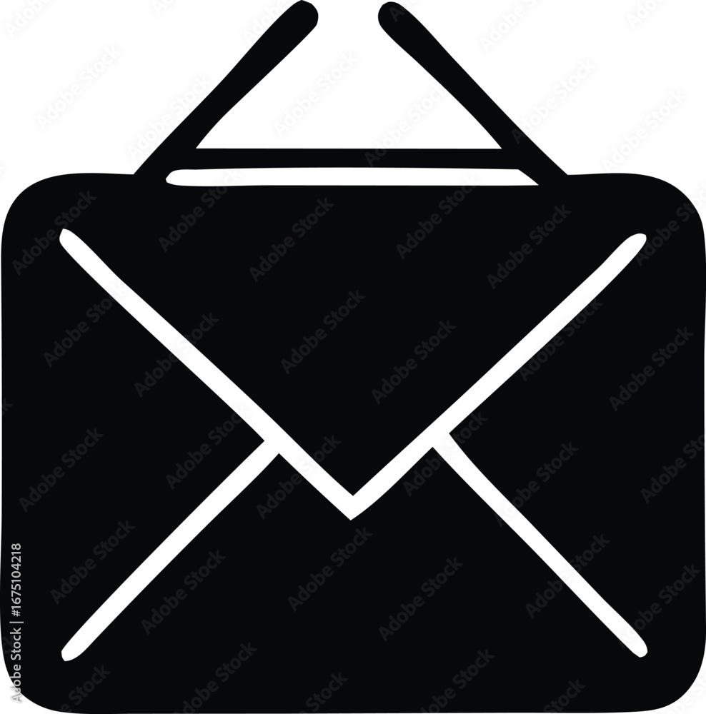 Poster classic mail envelope icon silhouette for digital communications and correspondence messaging app de